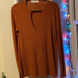 project social t x urban outfitters | rust orange cutout long sleeve shirt
